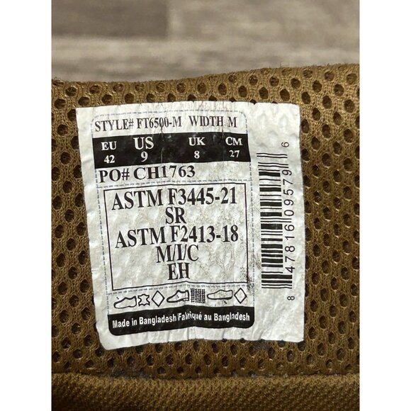 Carhartt Ironwood Work Boots Size 9/ FT6500-M Wide Alloy Toe 6" Water/Slip Proof - Picture 9 of 11